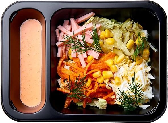 Блюдо: Салат с ветчиной из птицы и яйцом