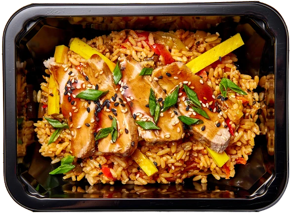 Блюдо: Тайский рис с овощами, яйцом и уткой