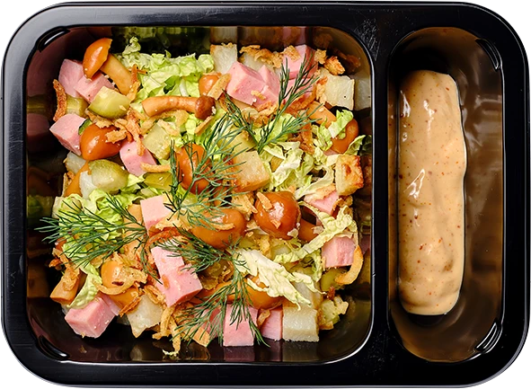 Блюдо: Салат с ветчиной и маринованными грибами