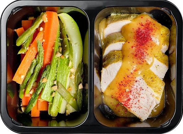 Блюдо: Филе индейки в лаймовом соусе, Паровые овощи со...