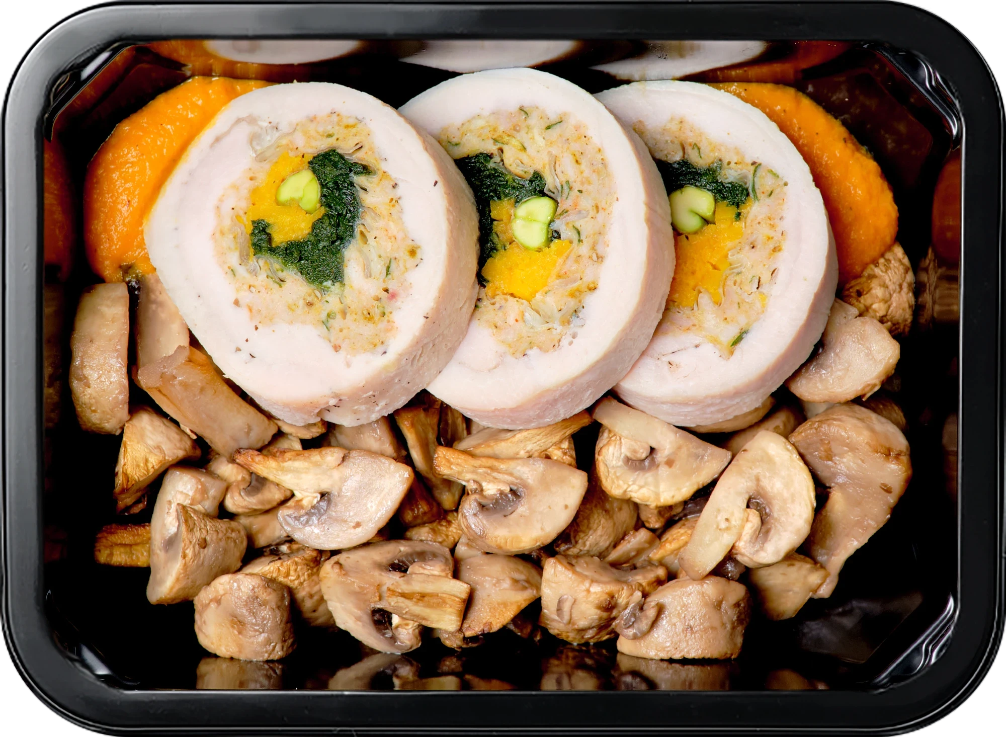 Блюдо: Шампиньоны запеченные, Рулет с тыквой, шпинатом...